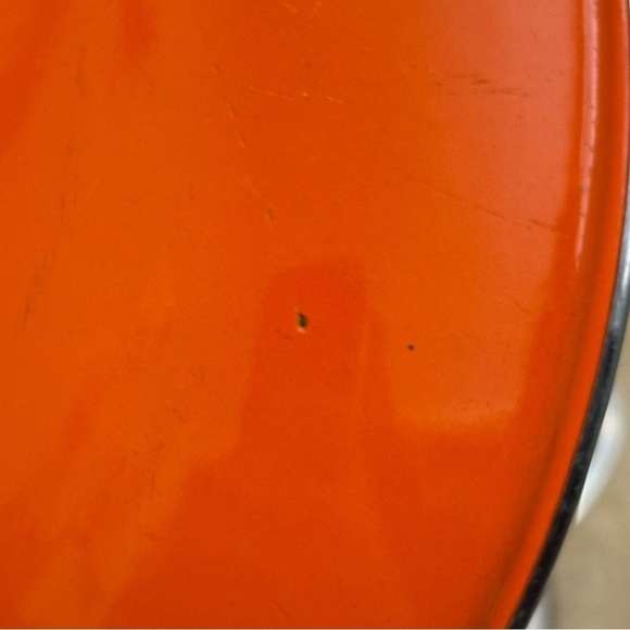 Vintage Cathrineholm Norway Lotus 10.5" Orange White Handle Saucepan with Lid - Picture 5 of 15